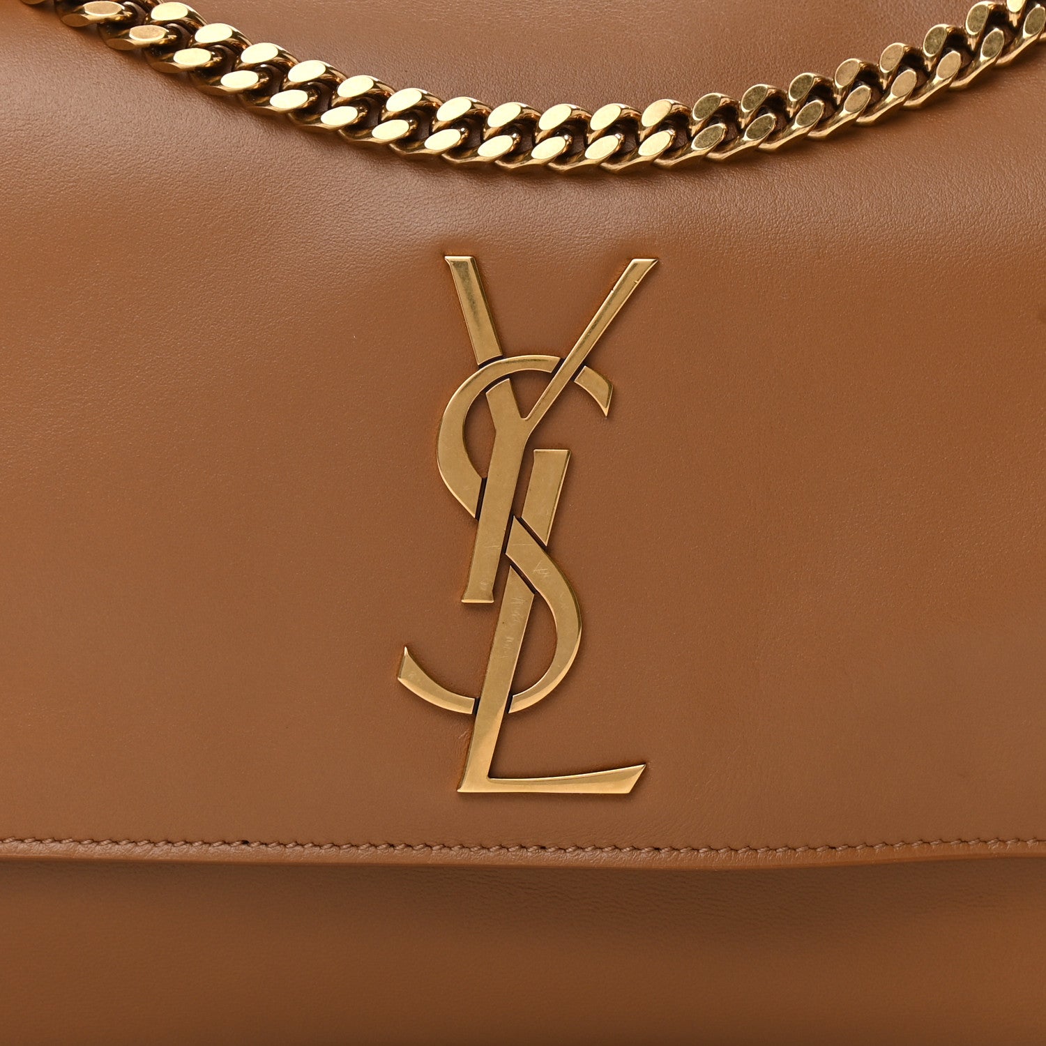 Saint Laurent Smooth Calfskin Suede Medium Reversible Monogram Kate Satchel Light Ochre 14 of 21