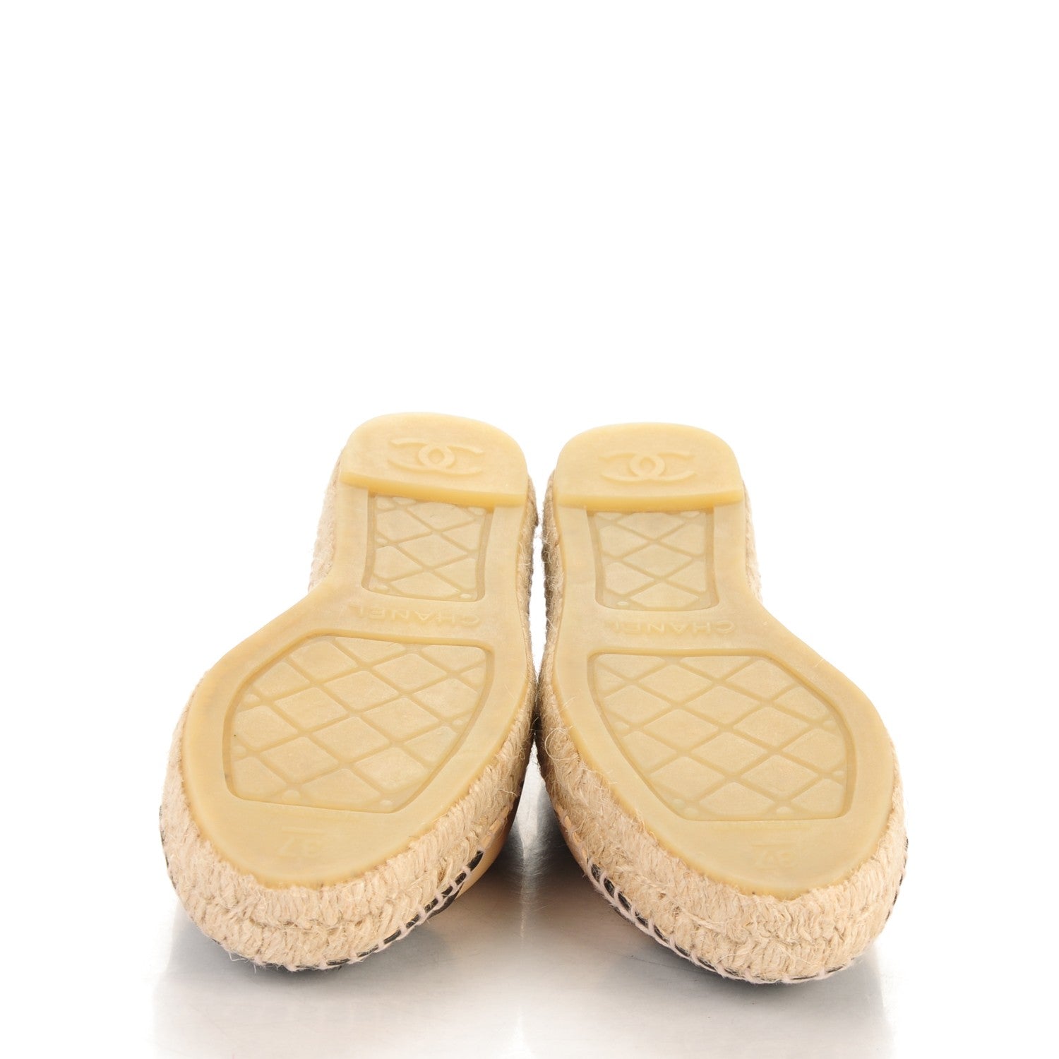 Chanel Lambskin CC Espadrilles 37 Beige Black 5 of 8