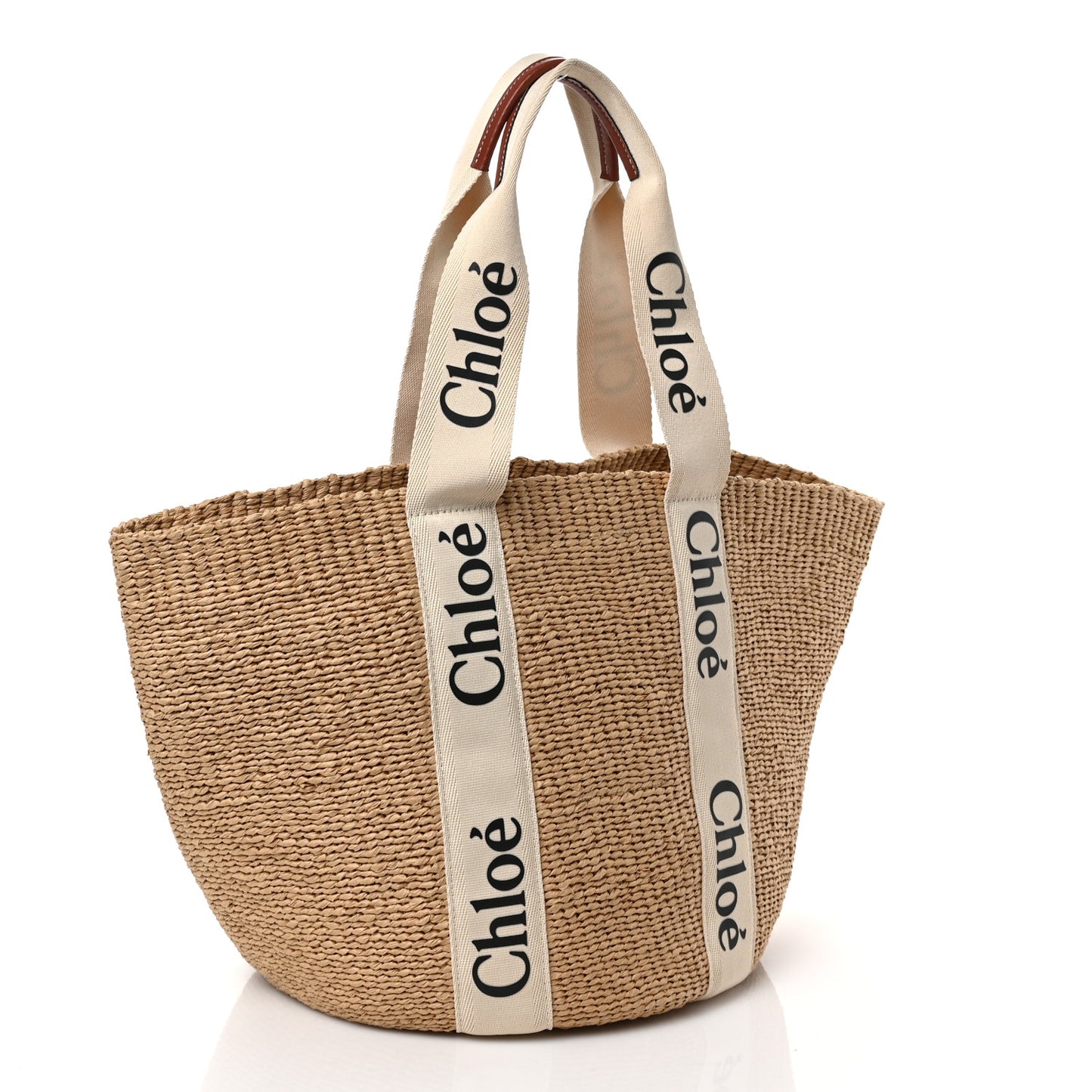 Raffia Large Woody Tote White