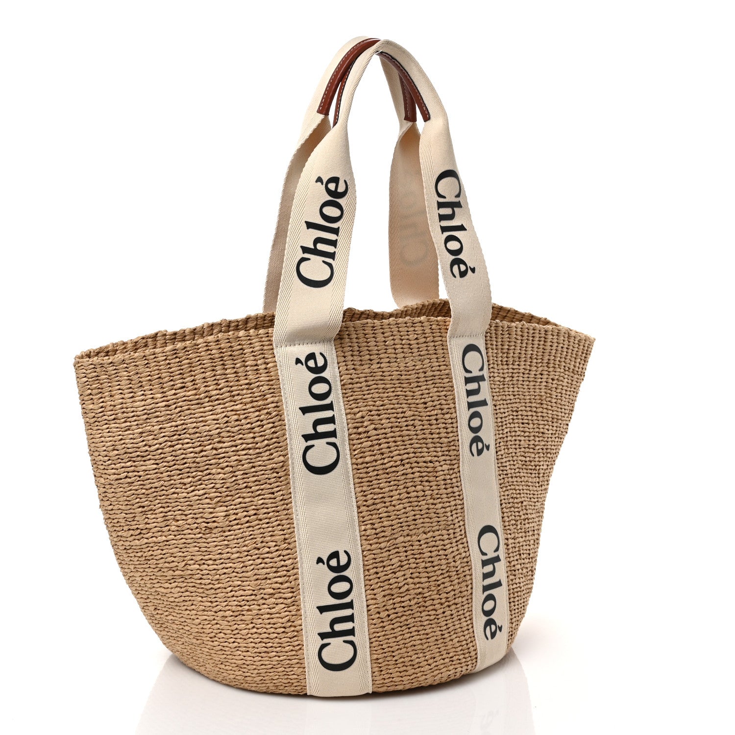 Chloe Raffia Large Woody Tote White 3 of 8