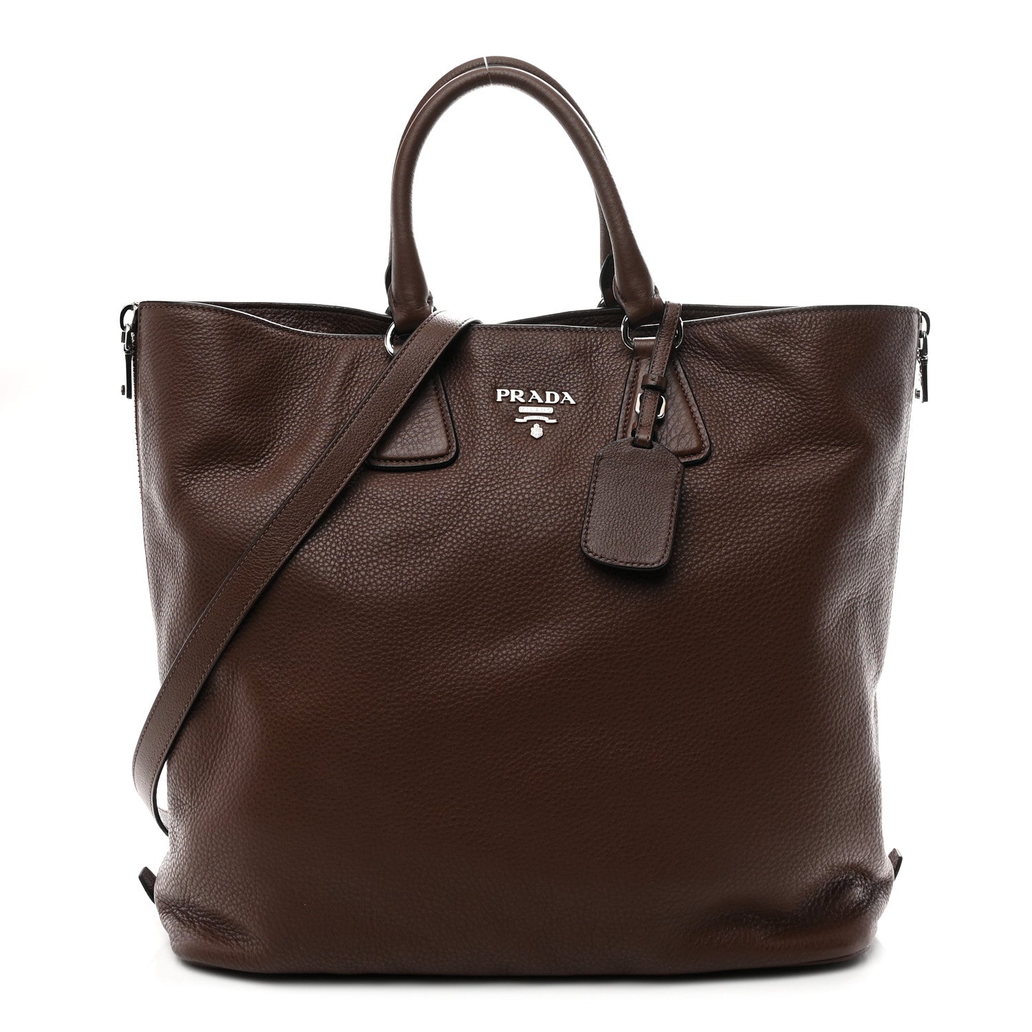 Prada Vitello Phenix Side Zip Shopping Tote Bruciato 1 of 11