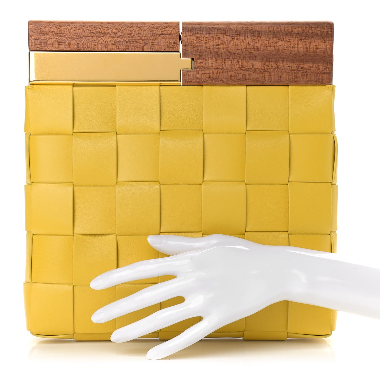 Nappa Intrecciato The Snap Clutch Acorn Gold
