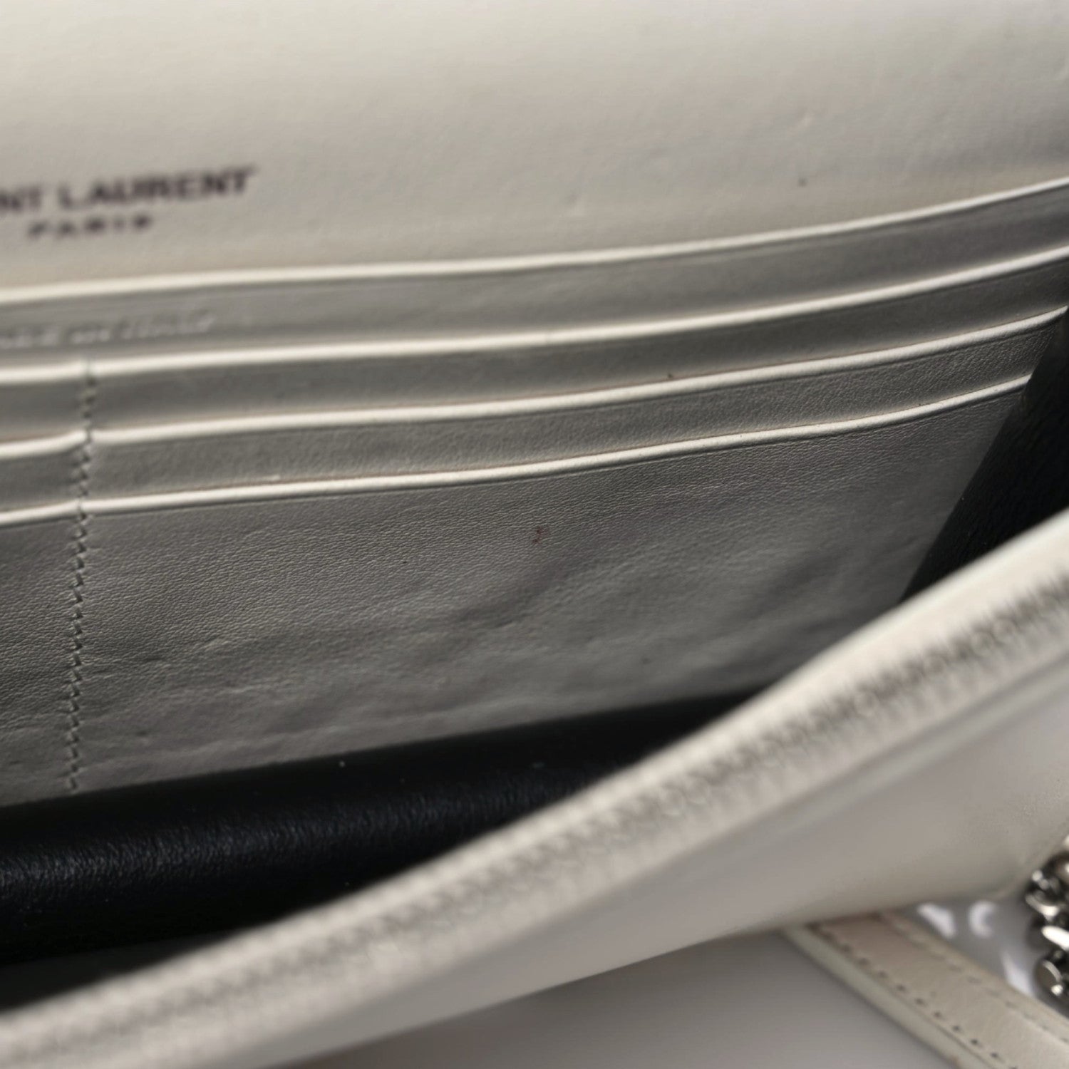 Saint Laurent Calfskin Bead Embellished Kate Monogram Tassel Chain Wallet White 14 of 22