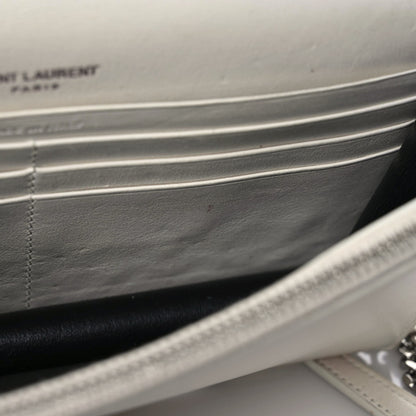 Saint Laurent Calfskin Bead Embellished Kate Monogram Tassel Chain Wallet White 14 of 22