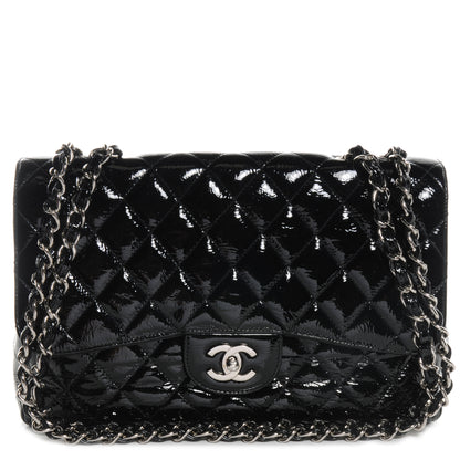 Chanel Distressed Patent Jumbo Single Flap Black 1 of 8