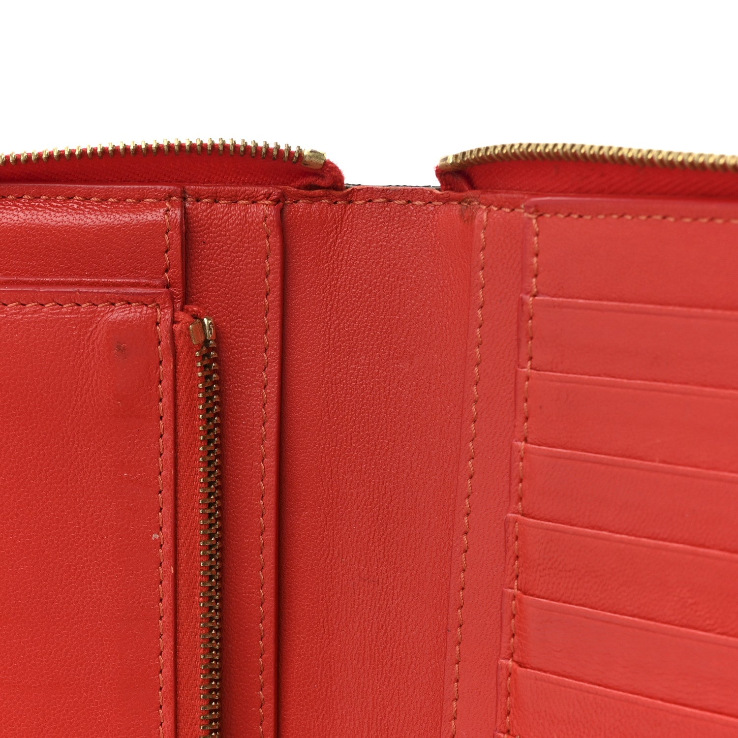 Celine Drummed Calfskin Large Zip Around Multifunction Wallet Red 8 of 12
