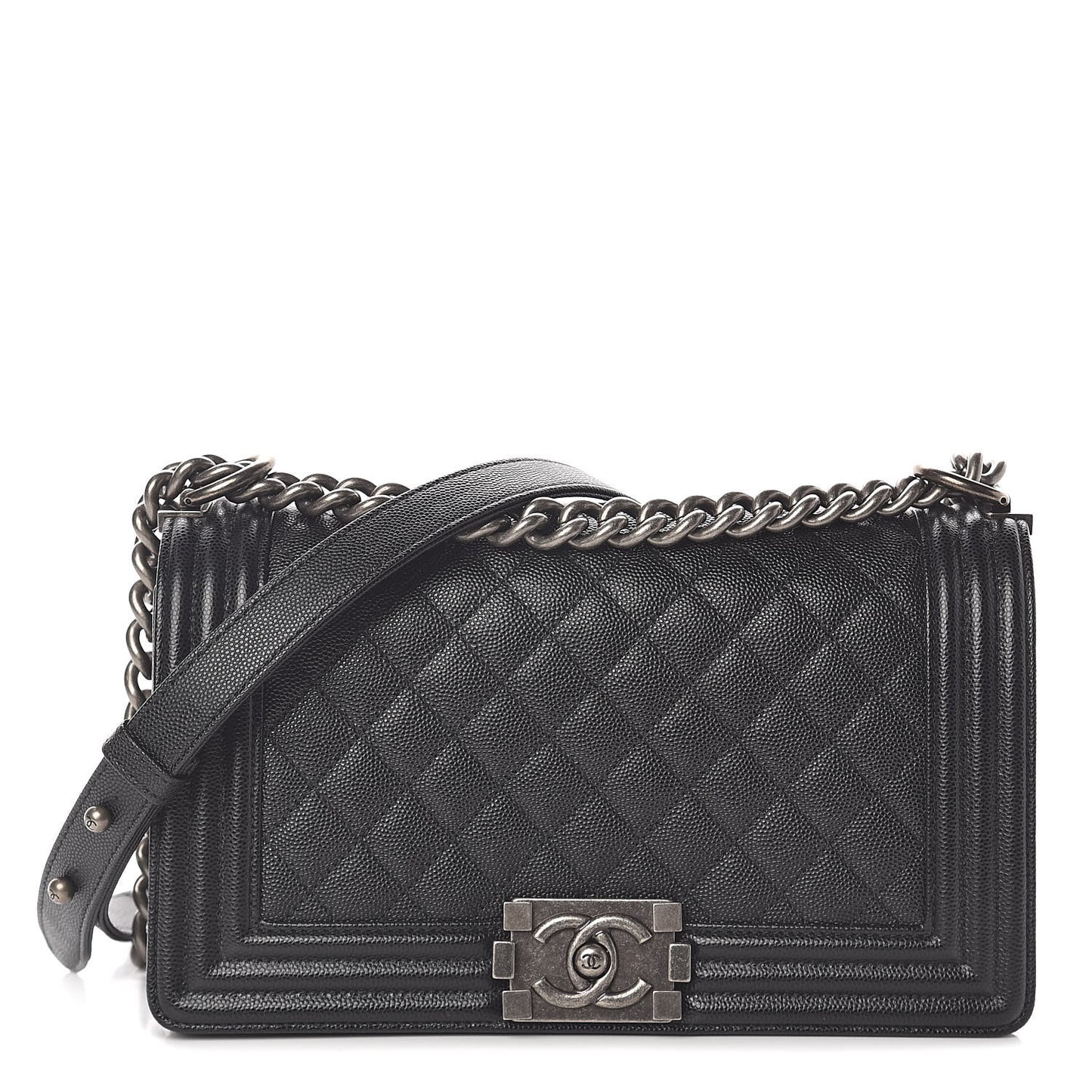 Caviar Quilted Medium Boy Flap Black