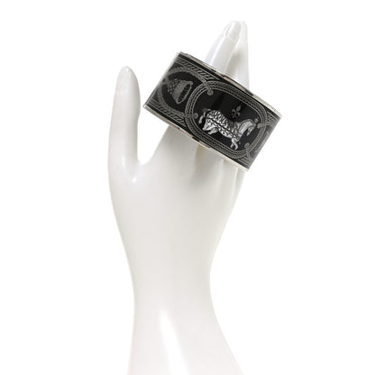 Hermes Enamel Printed Grand Apparat Extra Wide Bracelet 65 Black 2 of 5