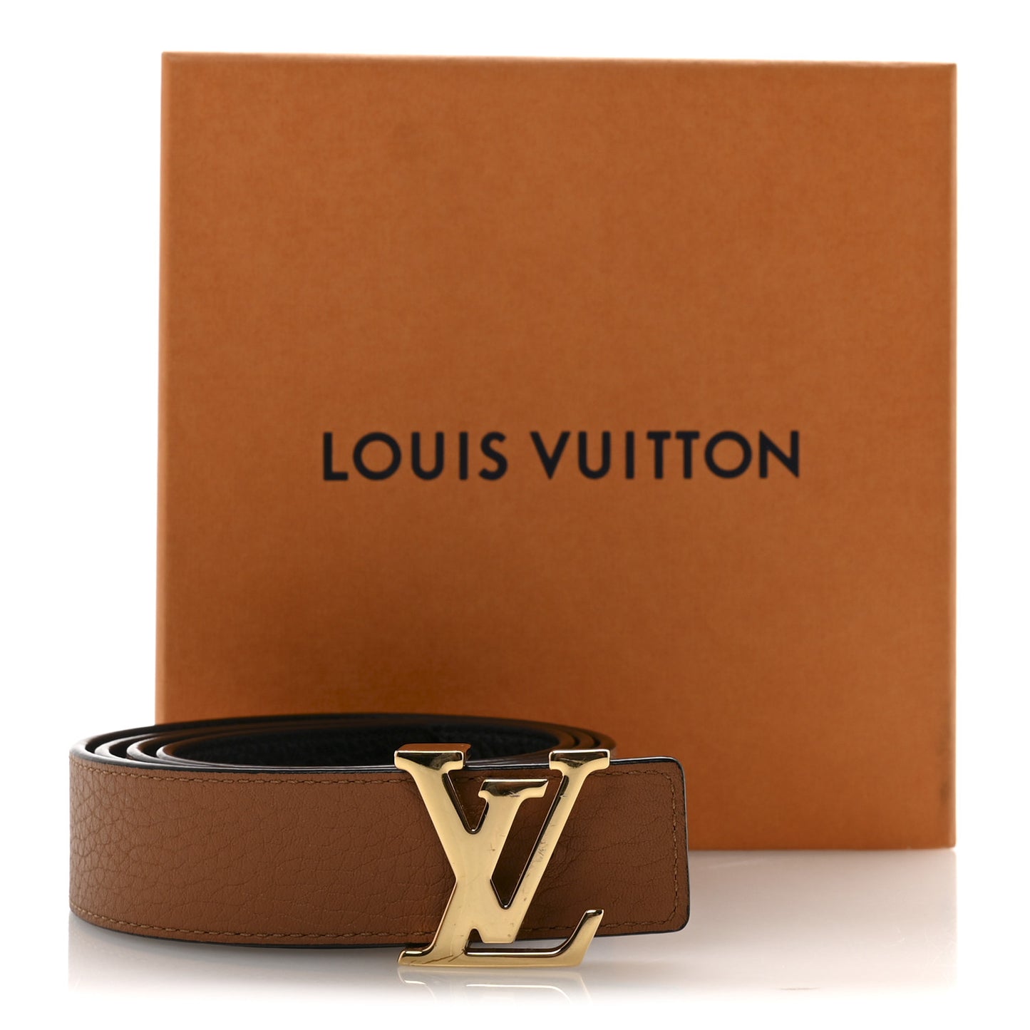 Taurillon Calfskin 30mm LV Initiales Reversible Belt 85 34 Black