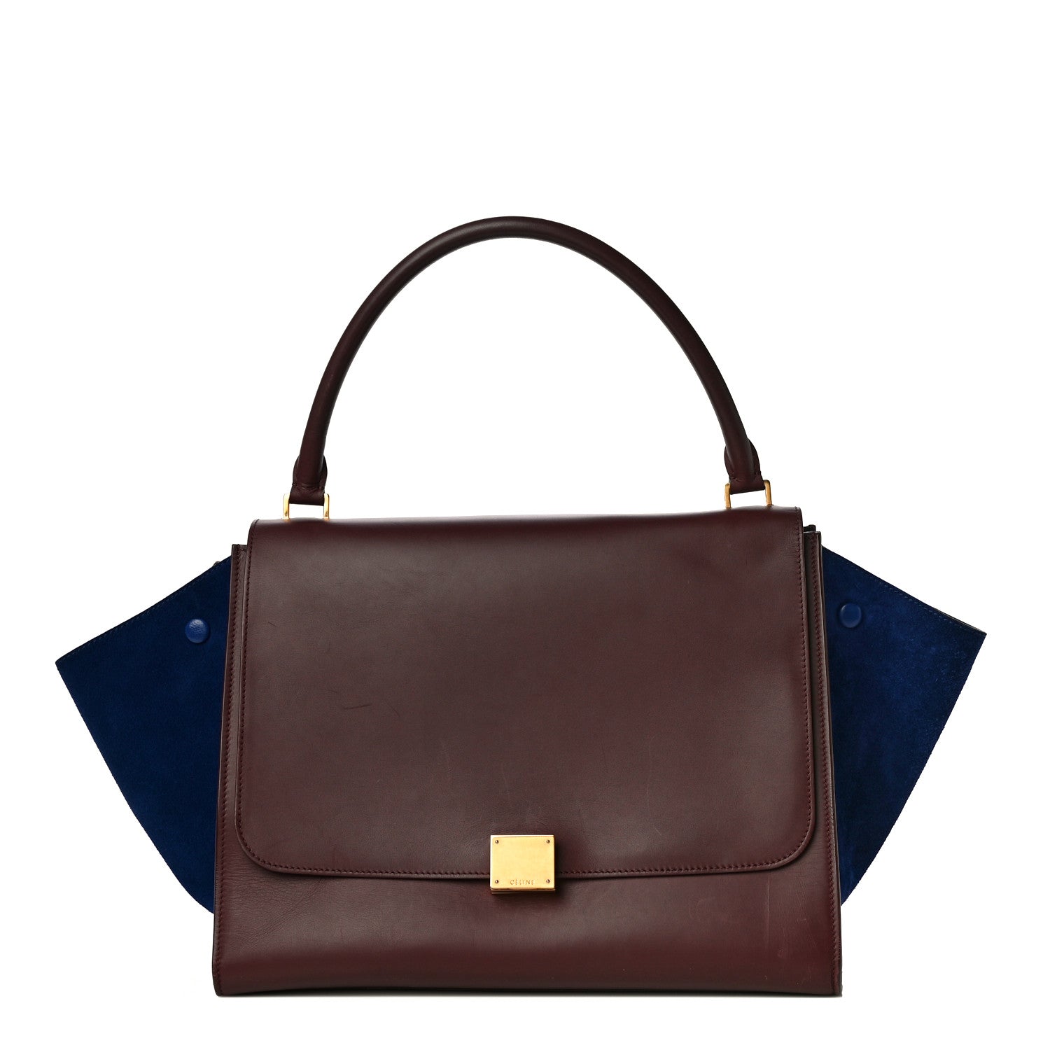 Celine Smooth Calfskin Suede Large Bi-Color Trapeze Burgundy 1 of 17