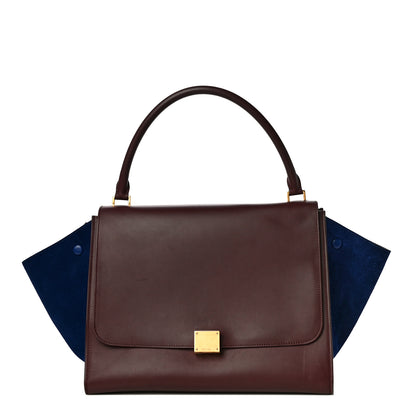 Celine Smooth Calfskin Suede Large Bi-Color Trapeze Burgundy 1 of 17