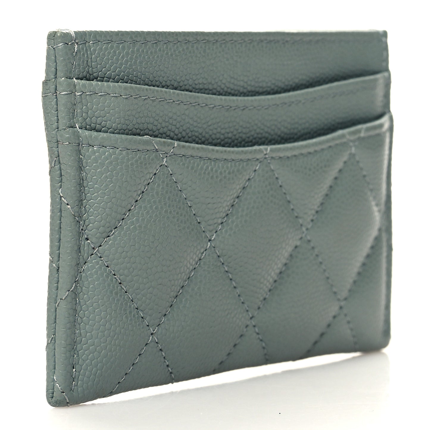 Caviar Quilted Card Holder Light Blue