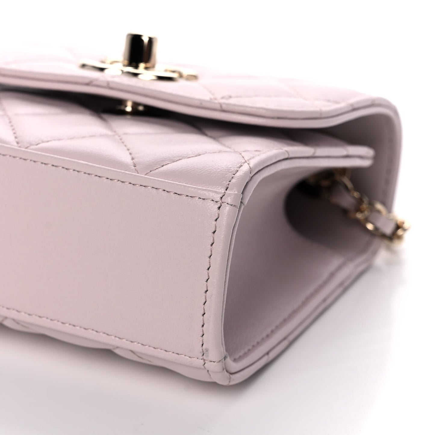 Lambskin Quilted Mini Trendy CC Clutch With Chain Light Purple