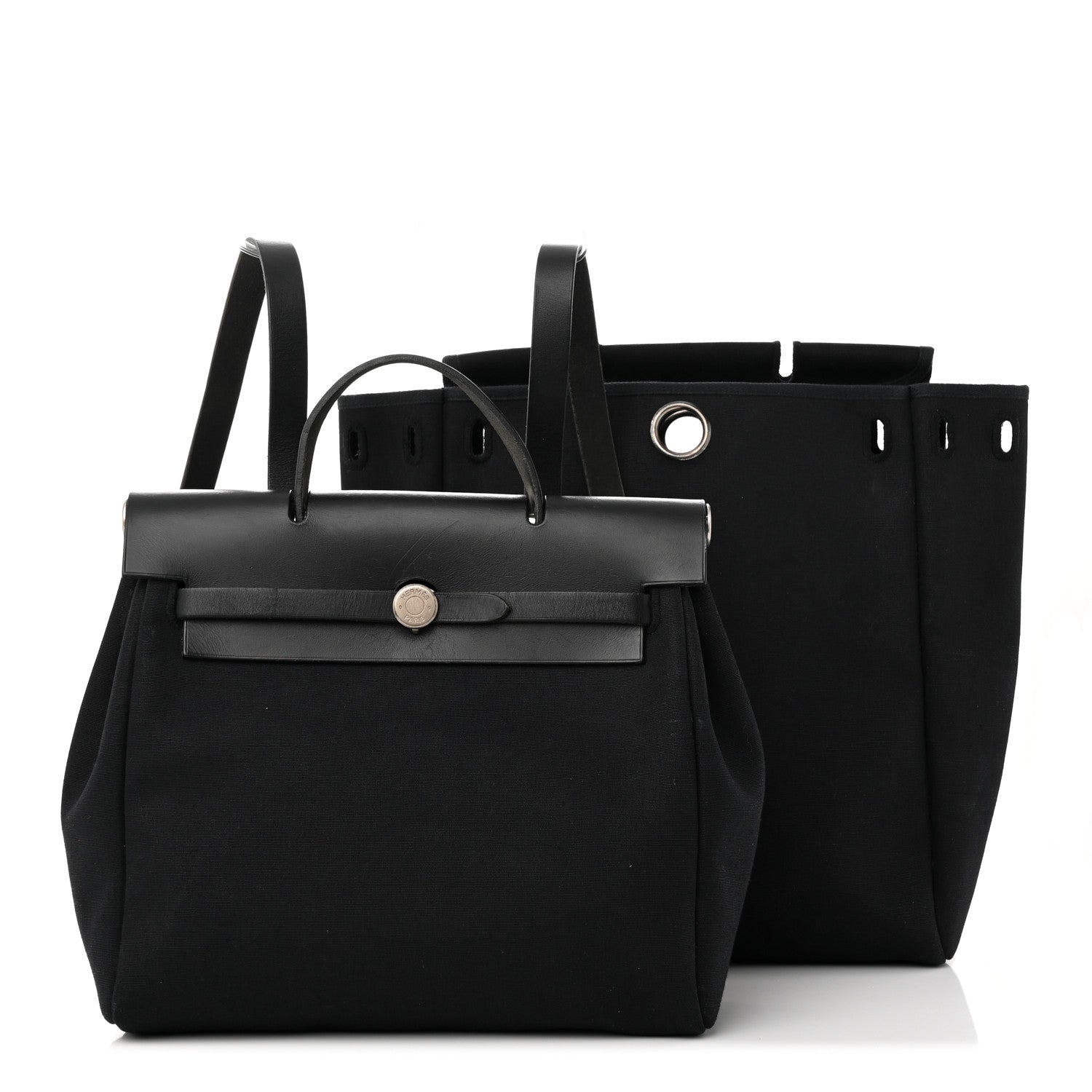 Hermes Toile Vache Calfskin Herbag 30 PM Backpack Black 1 of 20