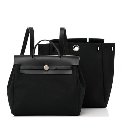 Hermes Toile Vache Calfskin Herbag 30 PM Backpack Black 1 of 20