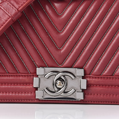 Chanel Calfskin Chain Chevron Small Boy Flap Red 10 of 14