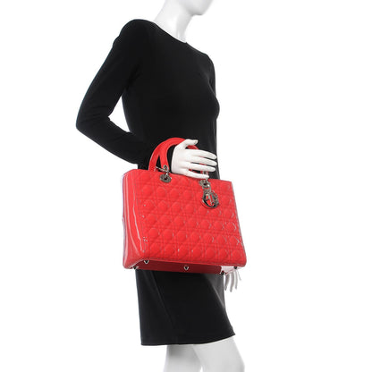 Christian Dior Patent Cannage Large Lady Dior Red 3 of 8