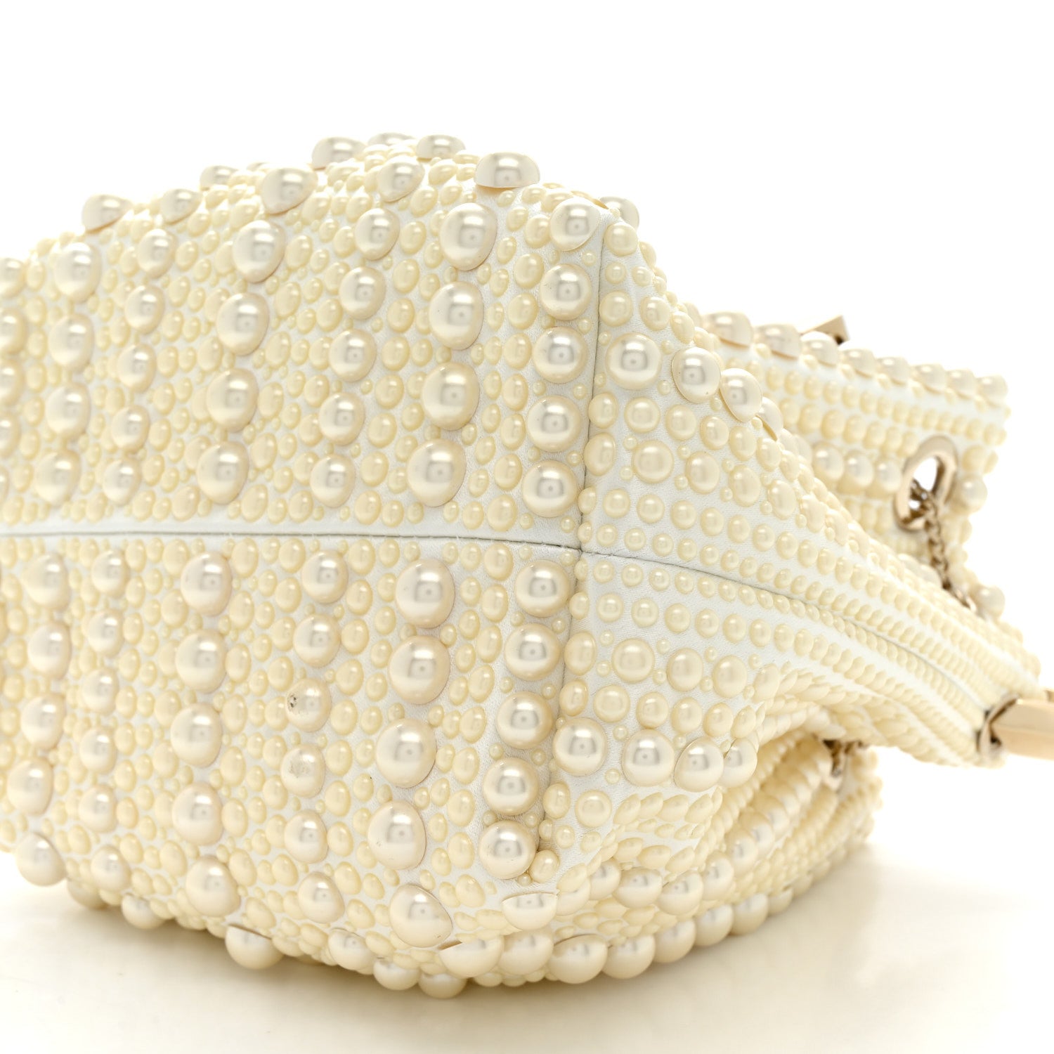 Jimmy Choo Satin Pearl Embellished Bon Bon Bag Ivory 19 of 21