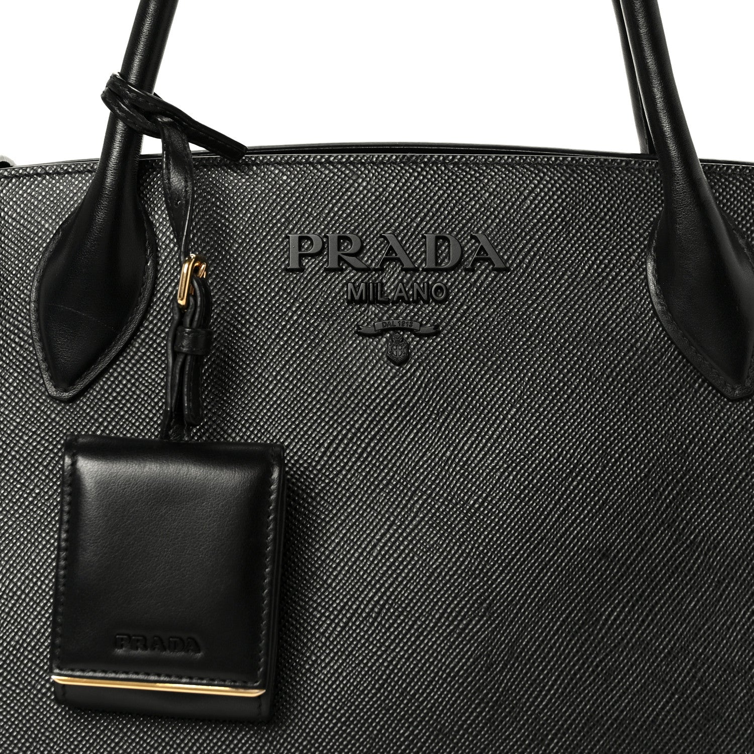 Prada Saffiano Cuir Calfskin Medium Monochrome Top Handle Tote Black 8 of 11
