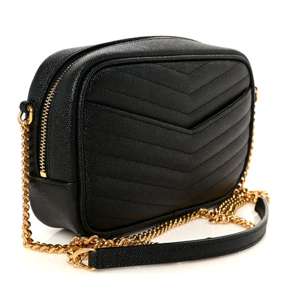 Saint Laurent Grain De Poudre Matelasse Monogram Mini Lou Camera Bag Black 3 of 10