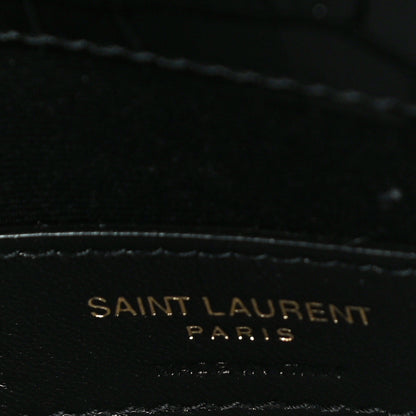 Saint Laurent Calfskin Crocodile Embossed Uptown Monogram Clutch Black 6 of 10