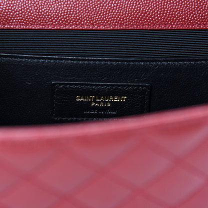 Saint Laurent Grain De Poudre Textured Mixed Matelasse Triquilt Medium Monogram Satchel Oxblood 12 of 14
