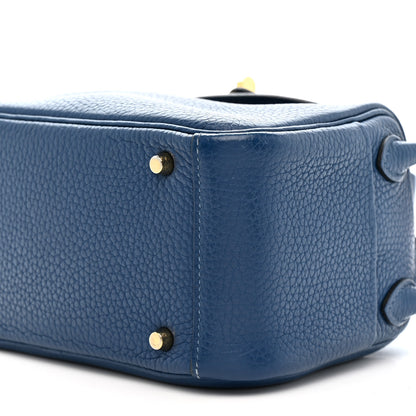 Hermes Taurillon Clemence Mini Lindy 20 Deep Bleu 10 of 21