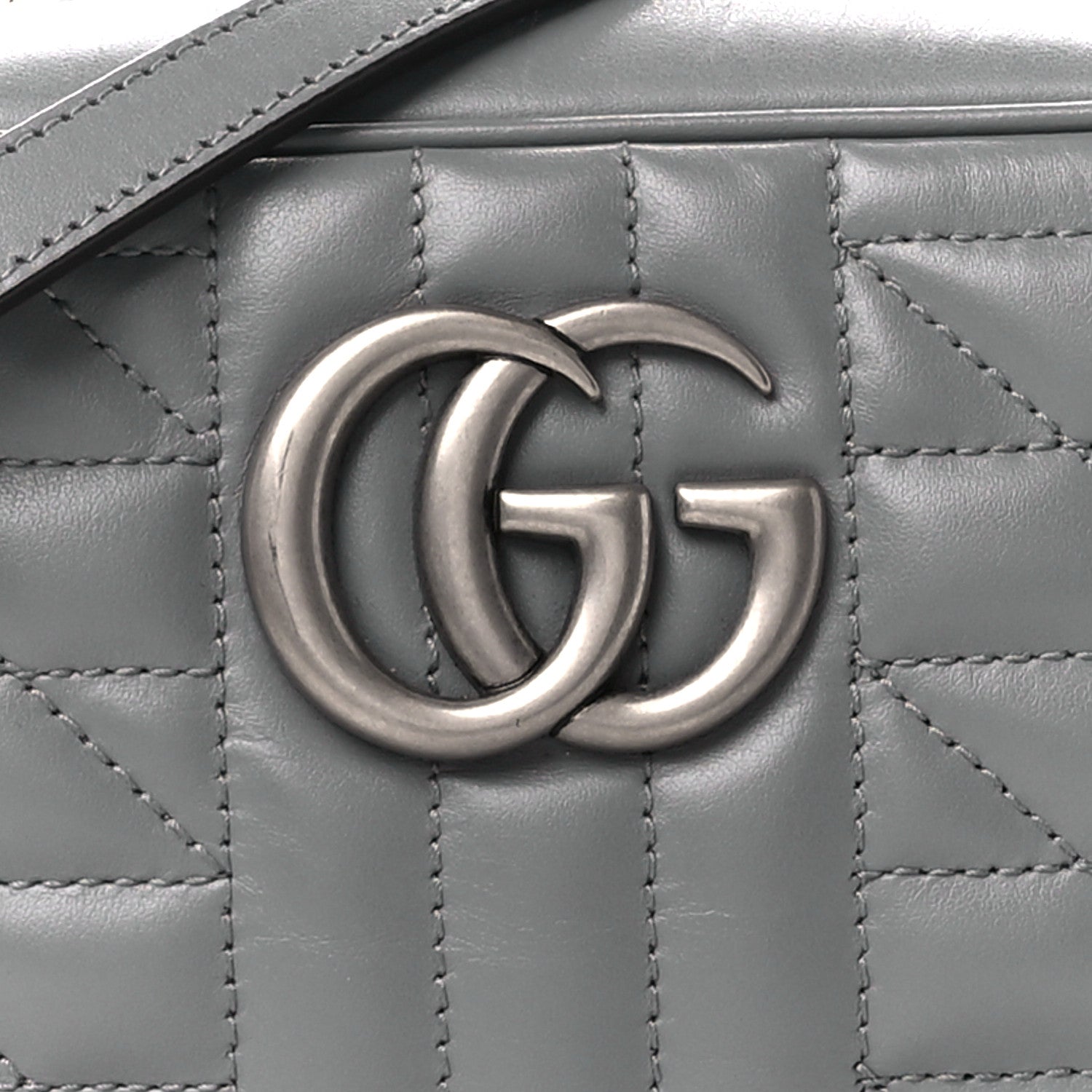 Gucci Calfskin Matelasse Aria Small GG Marmont Chain Shoulder Bag Deep Grey 9 of 11