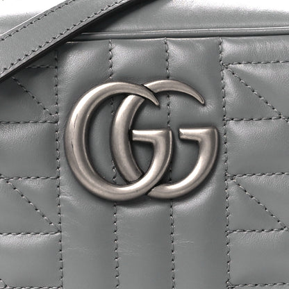 Gucci Calfskin Matelasse Aria Small GG Marmont Chain Shoulder Bag Deep Grey 9 of 11