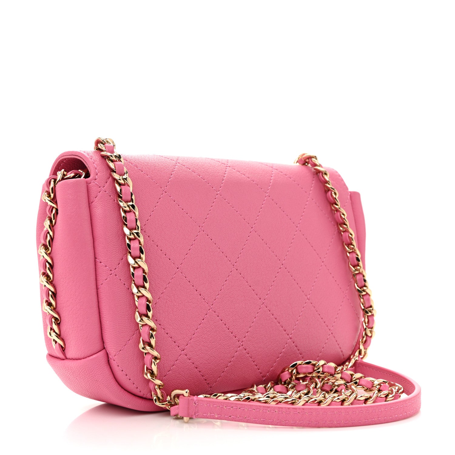 Chanel Goatskin Stitched Casual Trip Single Flap Pink 3 of 13