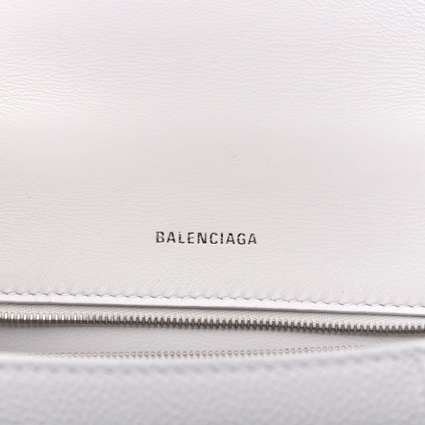 Grained Calfskin Small Hourglass Top Handle Bag White