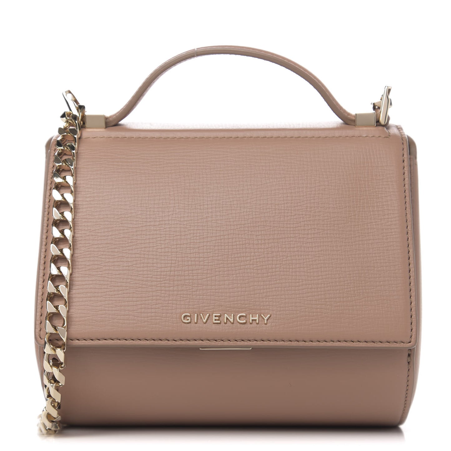 Textured Calfskin Mini Pandora Box Chain Crossbody Bag Old Pink