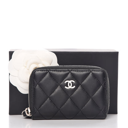 Chanel Lambskin Quilted Zip Coin Purse Black 11 of 11