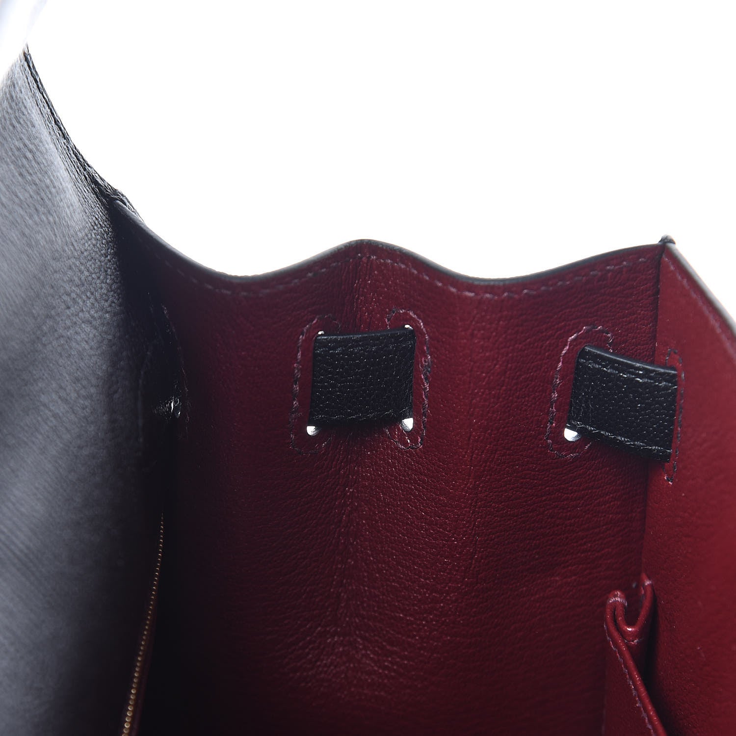 Hermes Chevre Mysore Horseshoe Kelly Sellier 28 Black Deep Red 18 of 36