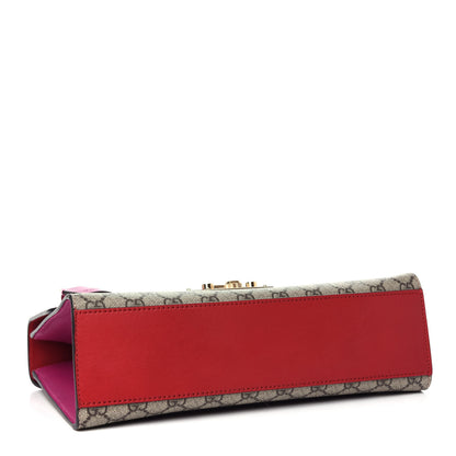 Gucci GG Supreme Monogram Calfskin Medium Padlock Shoulder Bag Beige Hibiscus Red New Rosette 4 of 11