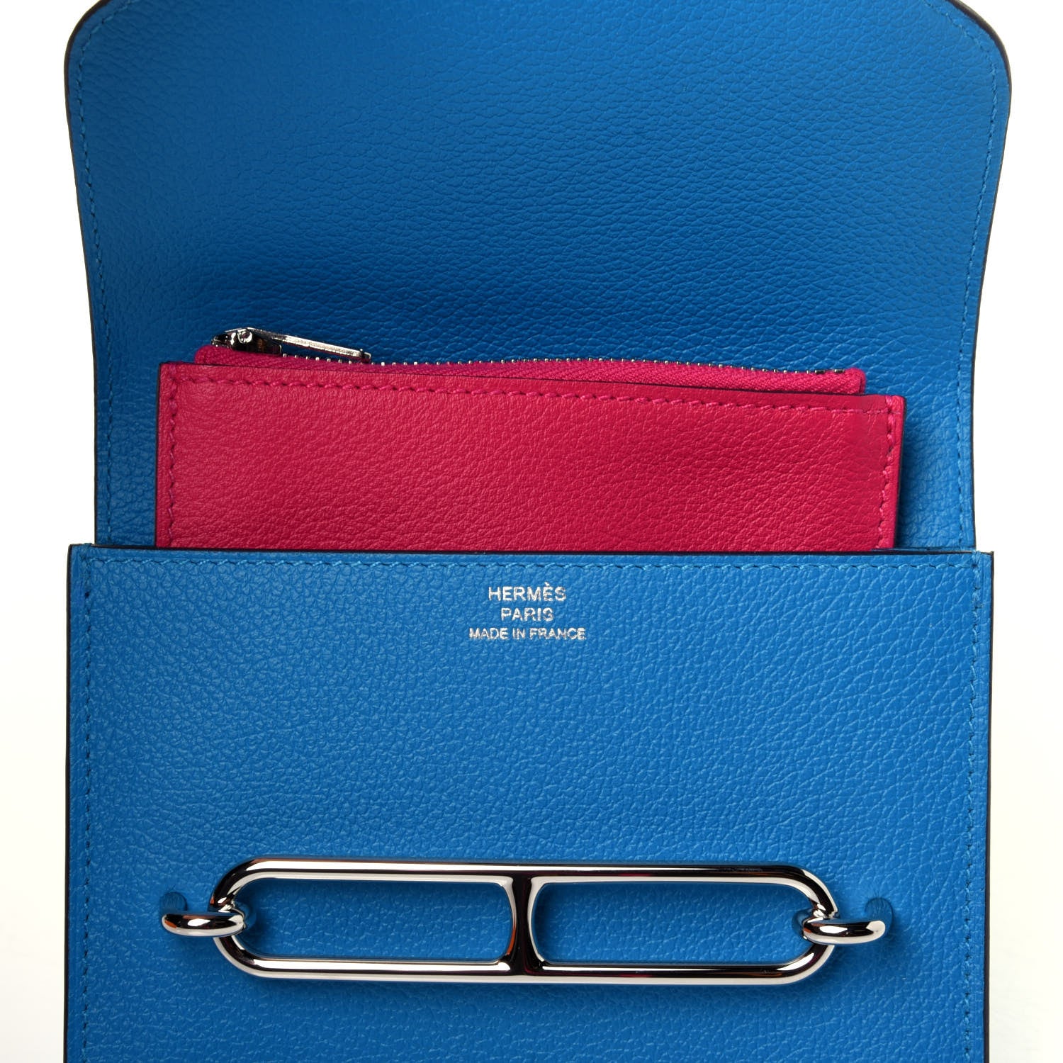 Hermes Evercolor Verso Roulis Slim Wallet Bleu Frida Rose Mexico 14 of 15