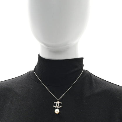 Chanel Crystal Pearl Twisted CC Pendant Necklace Gold 2 of 4
