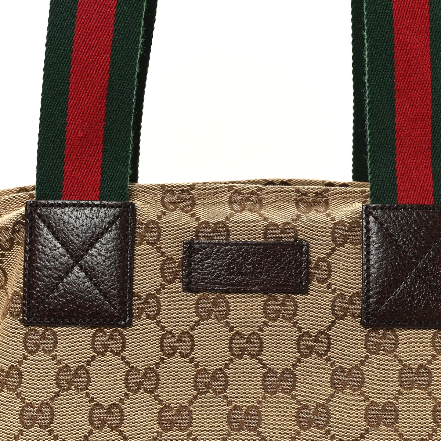 GG Monogram Medium Web Handle Bucket Tote Dark Brown