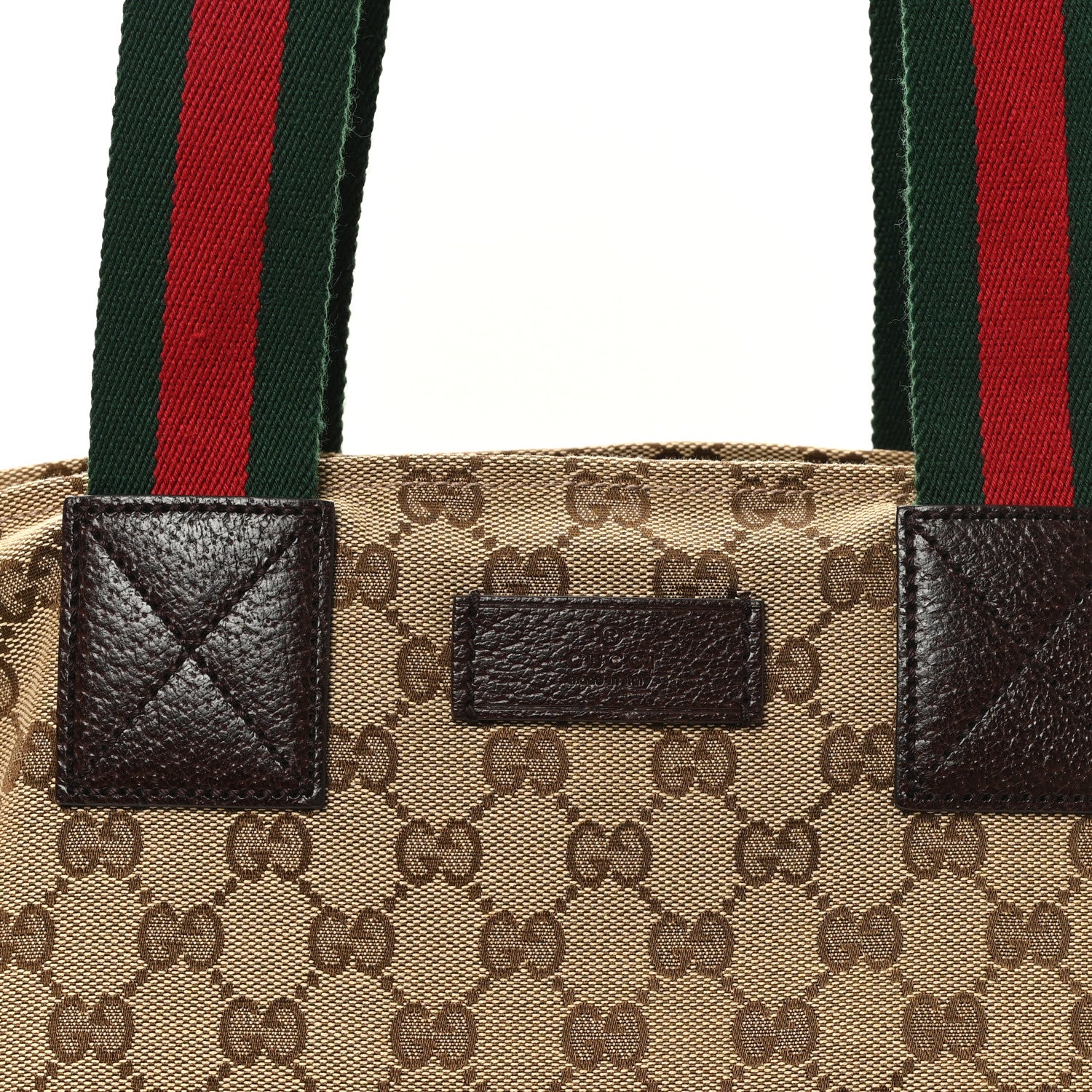Gucci GG Monogram Medium Web Handle Bucket Tote Dark Brown 8 of 10