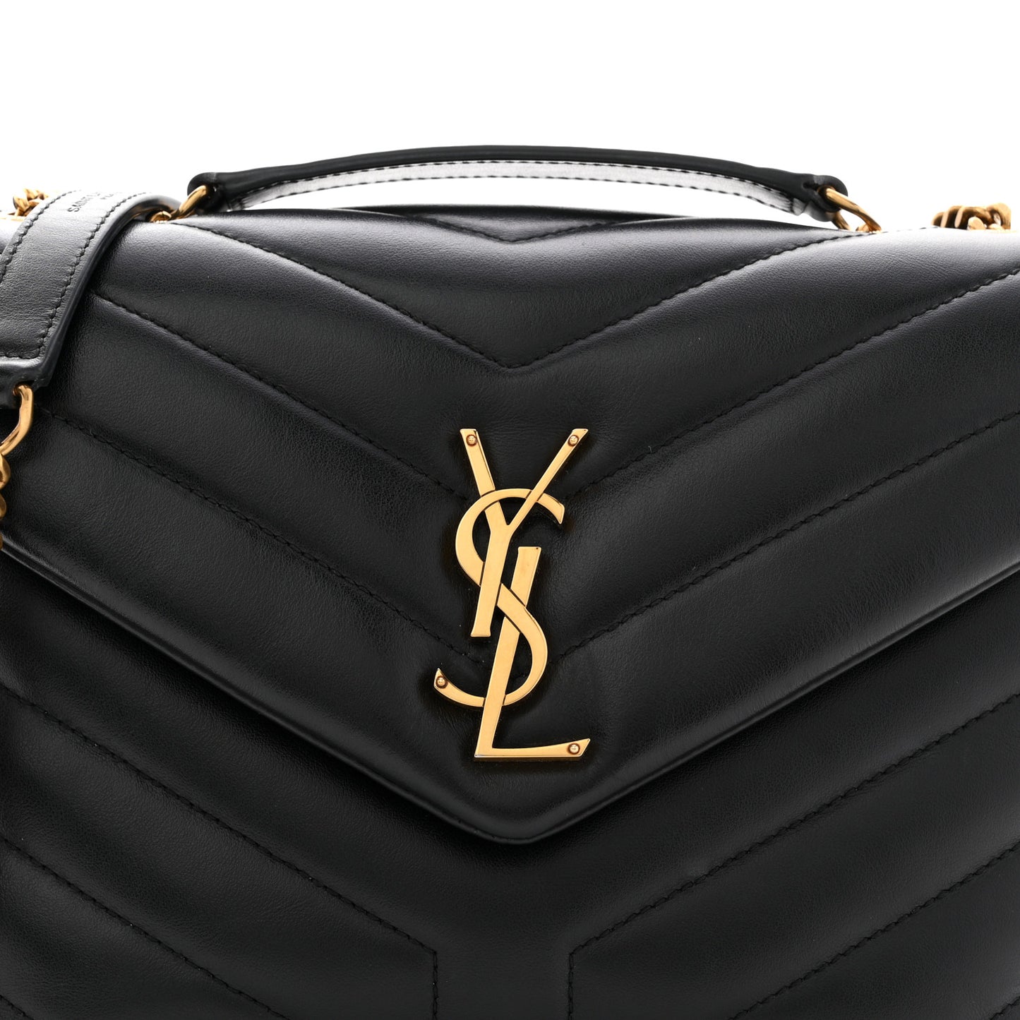 Calfskin Y Quilted Monogram Small Loulou Chain Satchel Black