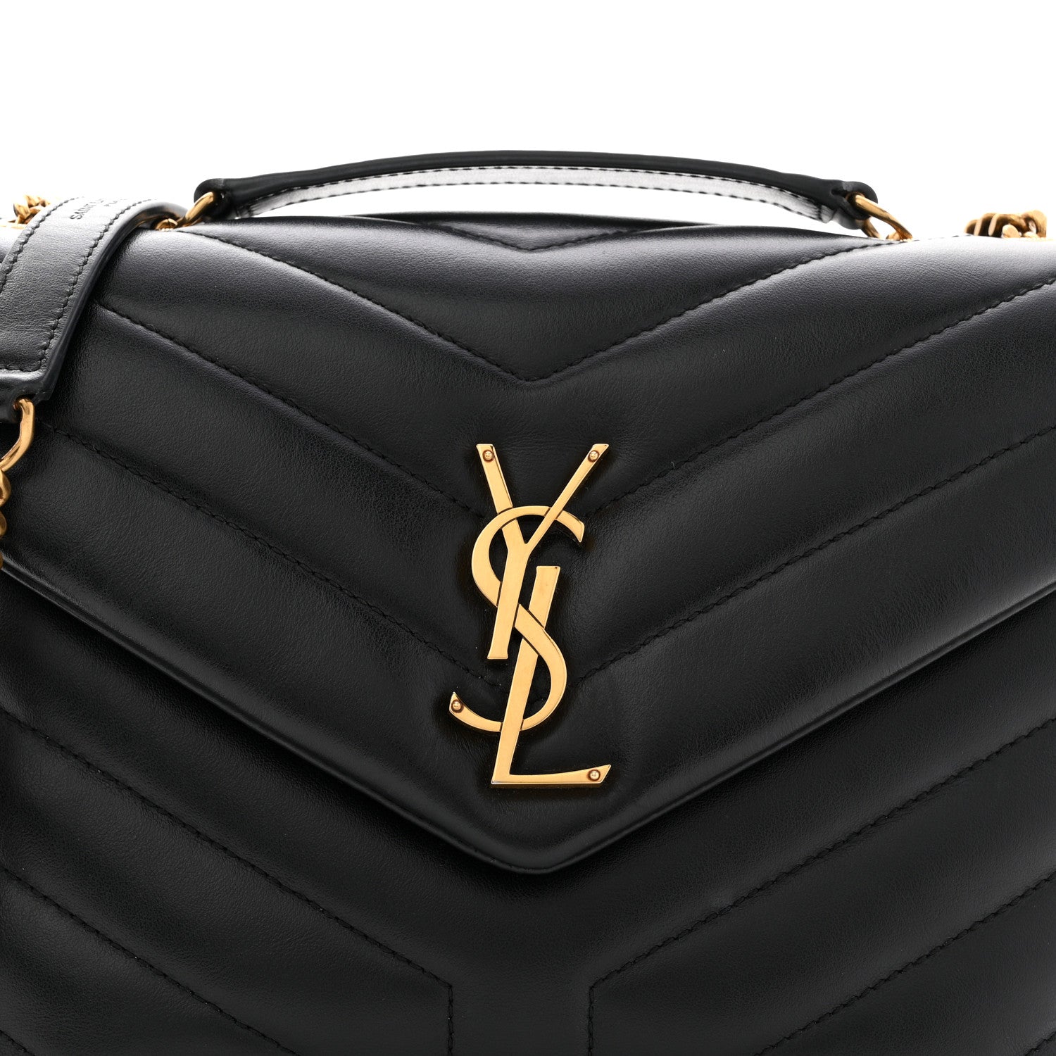 Saint Laurent Calfskin Y Quilted Monogram Small Loulou Chain Satchel Black 8 of 12