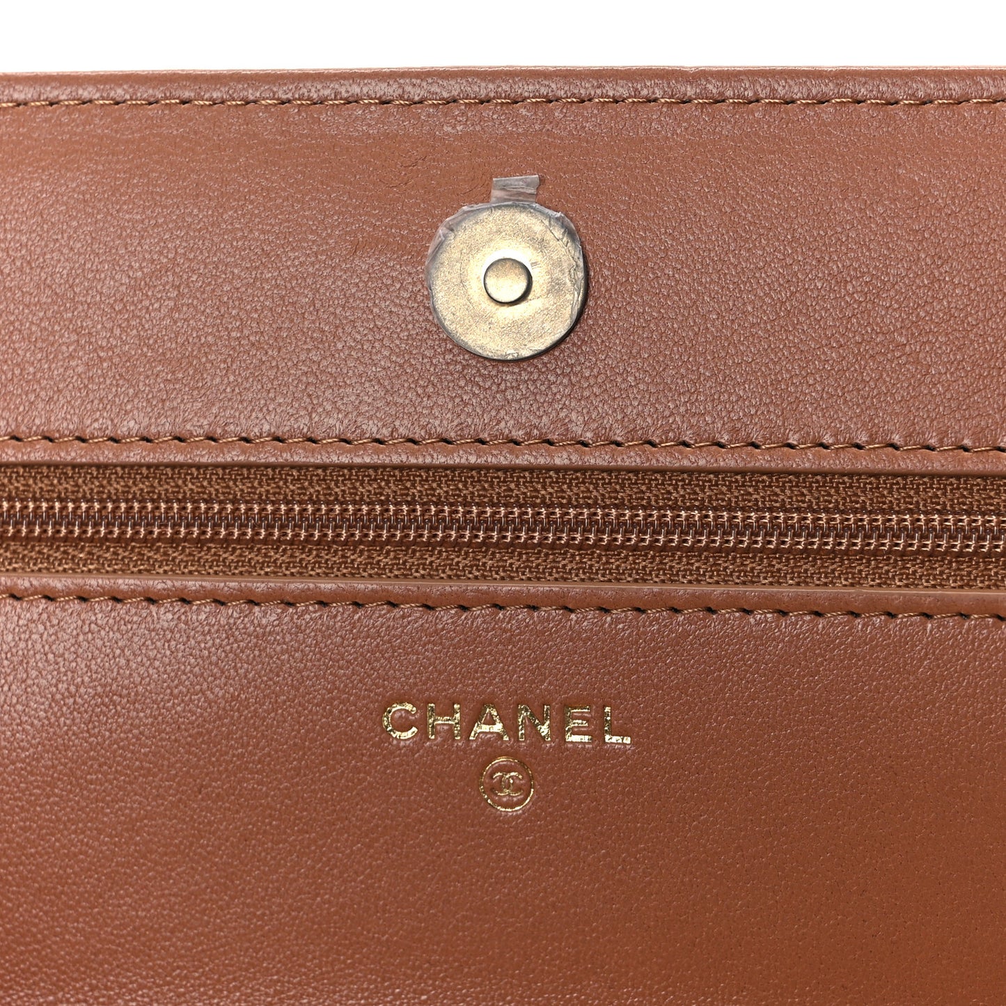Lambskin Quilted Chanel 19 Wallet On Chain WOC Brown