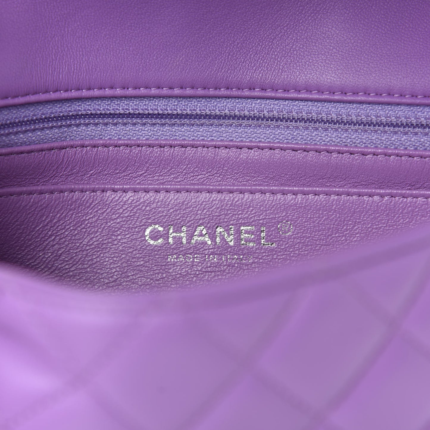 Lambskin Quilted Mini Rectangular Flap Purple