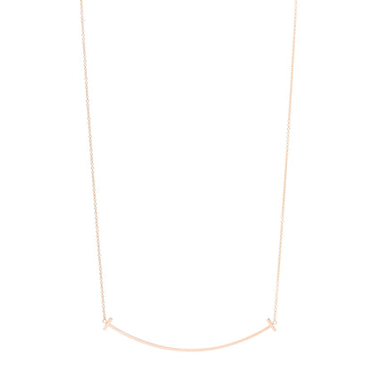 Tiffany 18K Rose Gold Large T Smile Pendant Necklace 1 of 5