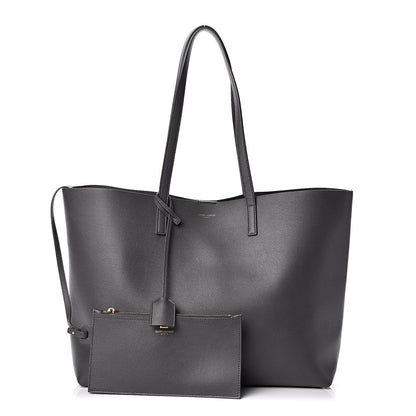 Saint Laurent Calfskin Large Shopping Tote Asphalt 1 of 12