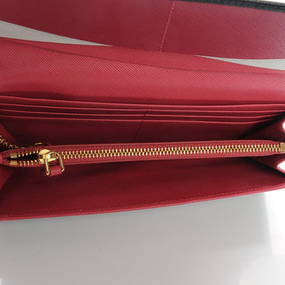 Prada Saffiano Colour Continental Flap Wallet Black Hibiscus 5 of 8