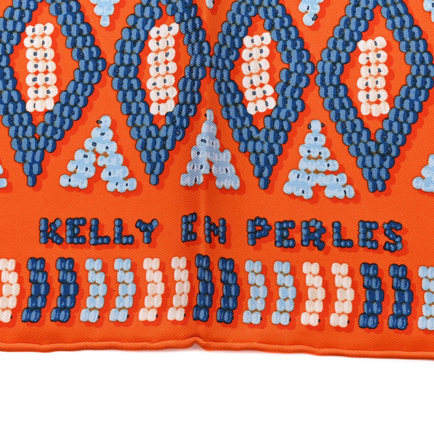 Silk Jersey Kelly En Perles Scarf 45 Orange Bleu Jean
