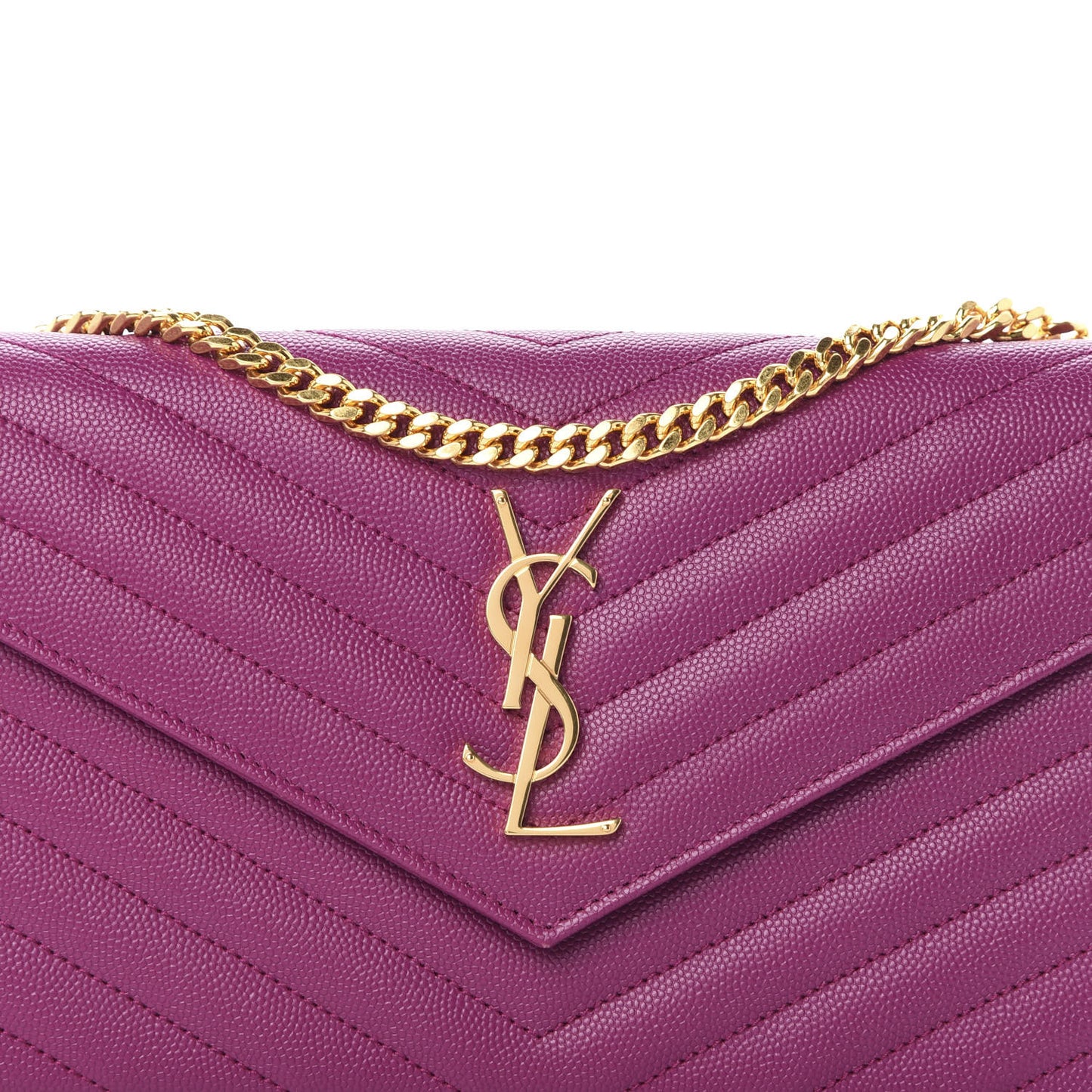 Grain De Poudre Matelasse Chevron Monogram Chain Wallet Dark Grape