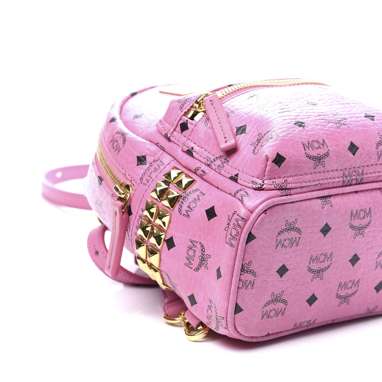 MCM Visetos Side Stud Mini Stark Backpack Pink 5 of 8