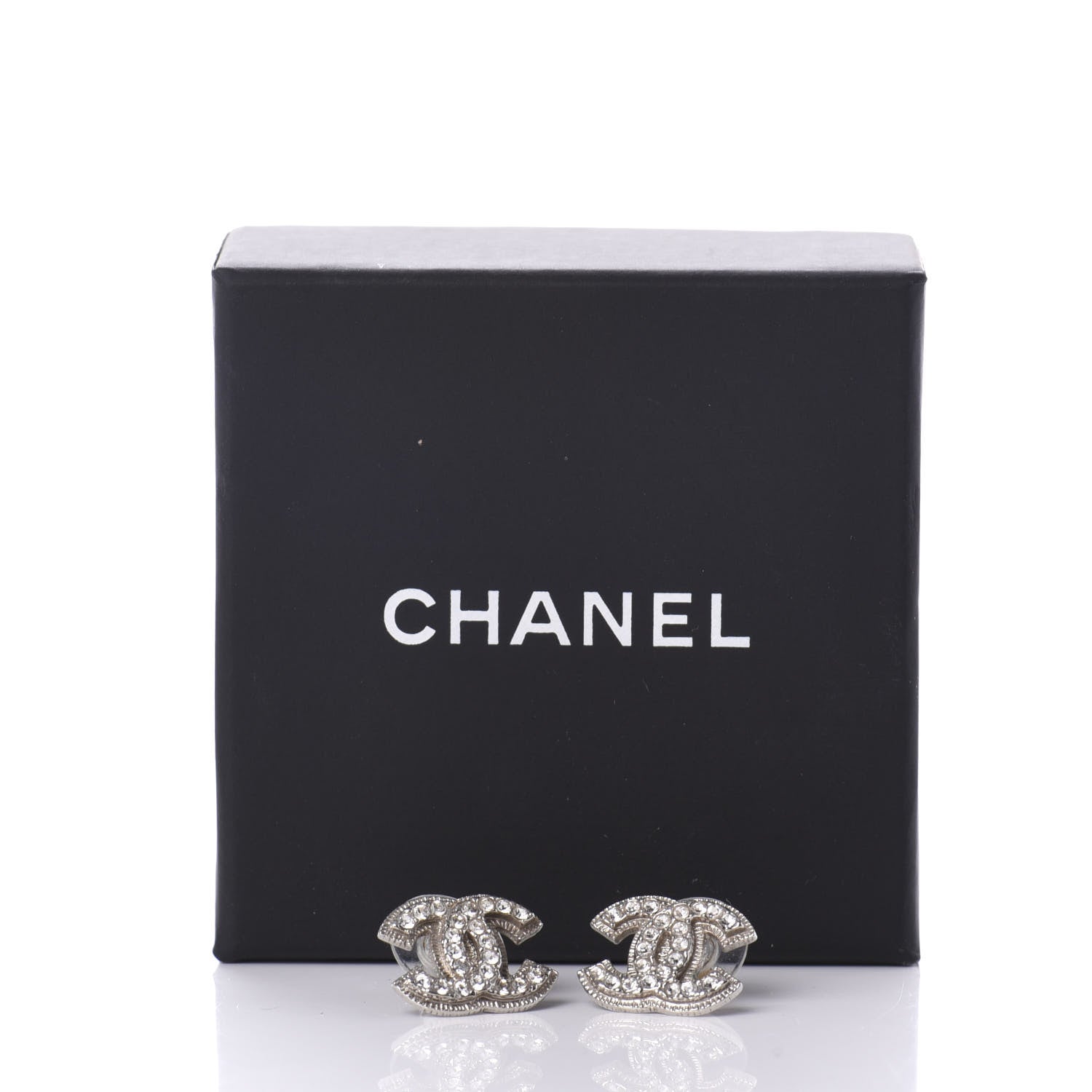 Chanel Crystal CC Earrings Silver 5 of 5